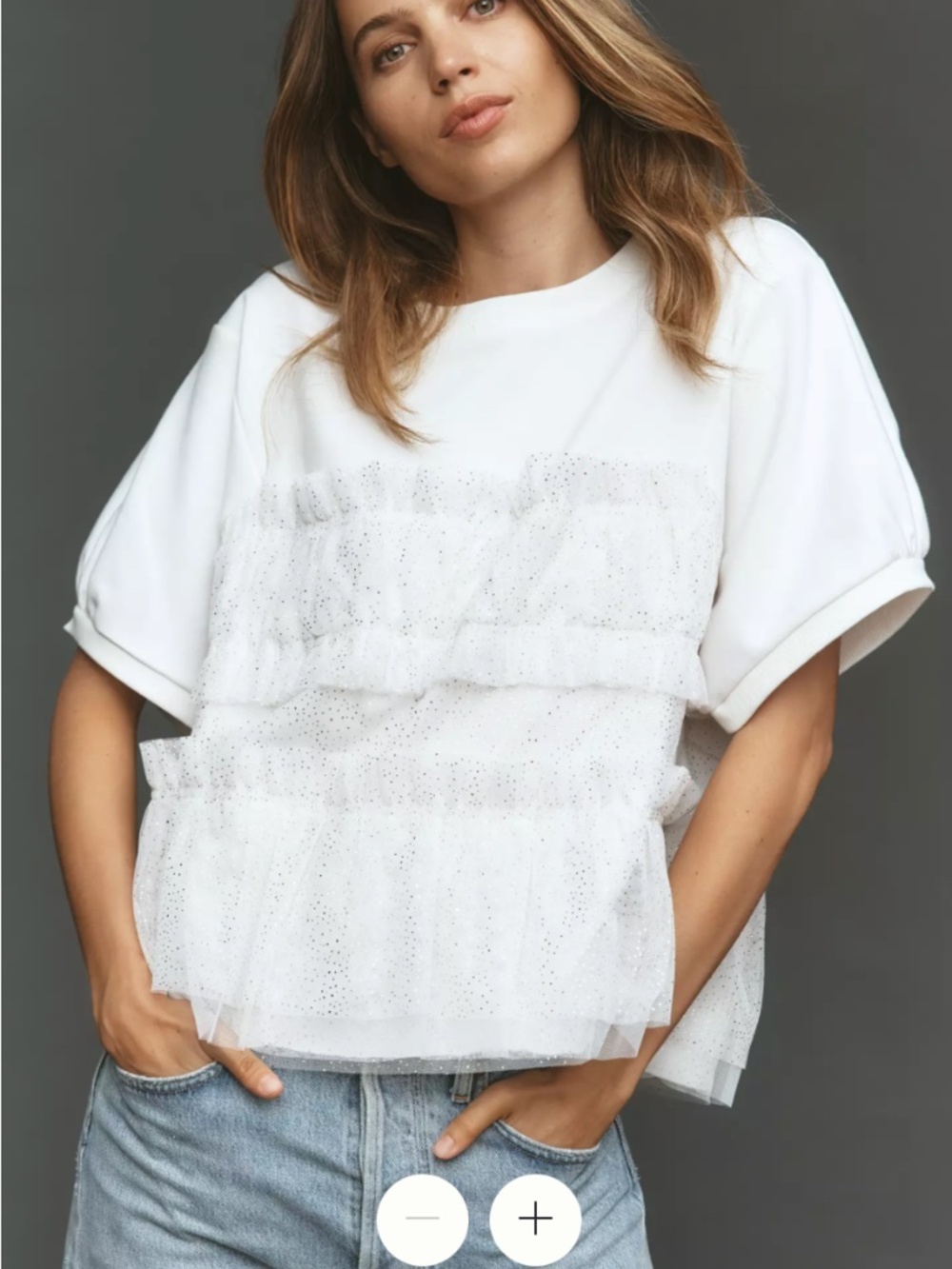 Maeve Anthropologie Short-Sleeve Ruffled Sweatshirt XL